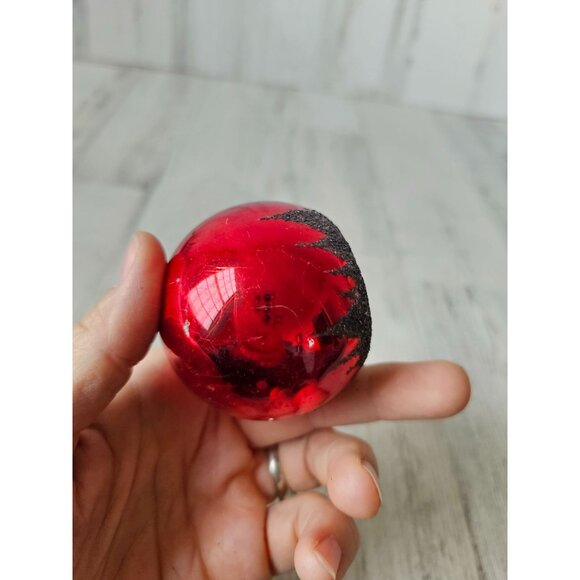 Antique indent red ball mercury reflector ornament West Germany Xmas glitter tre - Picture 7 of 12